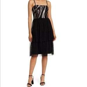 Dress The Population | Kady Block Print Tiered Dress